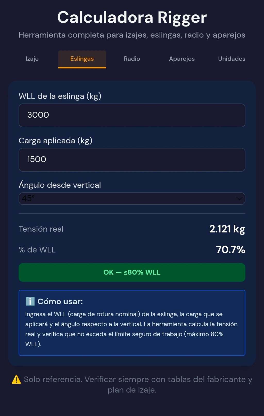 Calculadora Rigger – Herramienta Profesional para Izajes y Maniobras (aplicación movil)