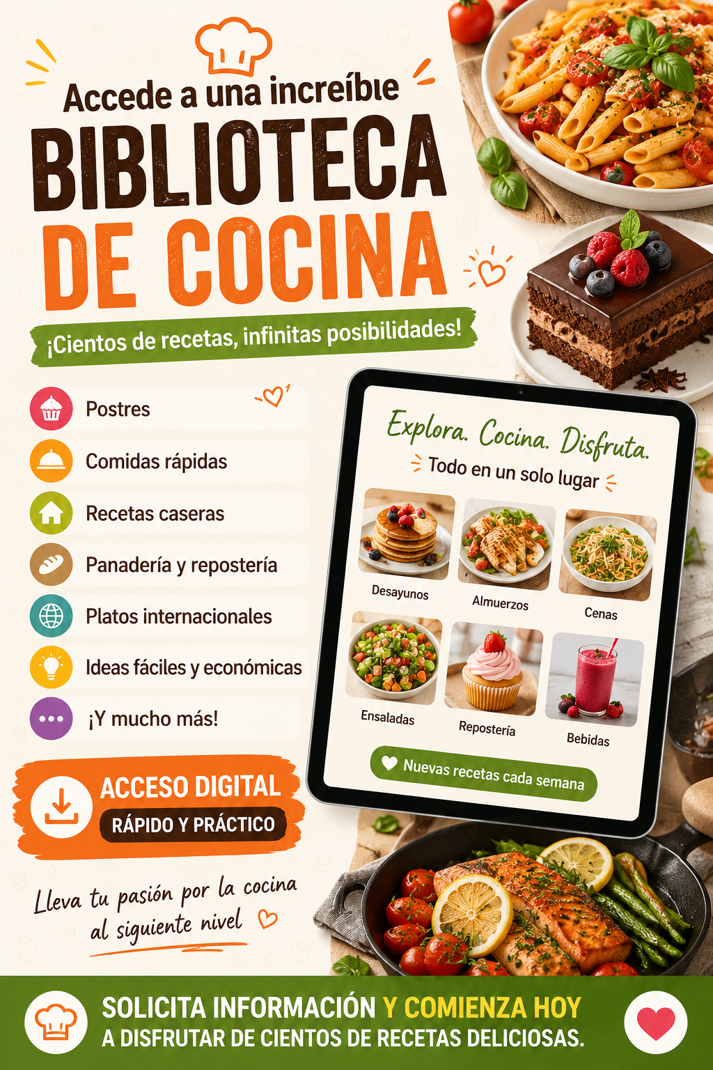 Acceso a variedad de libros de cocina