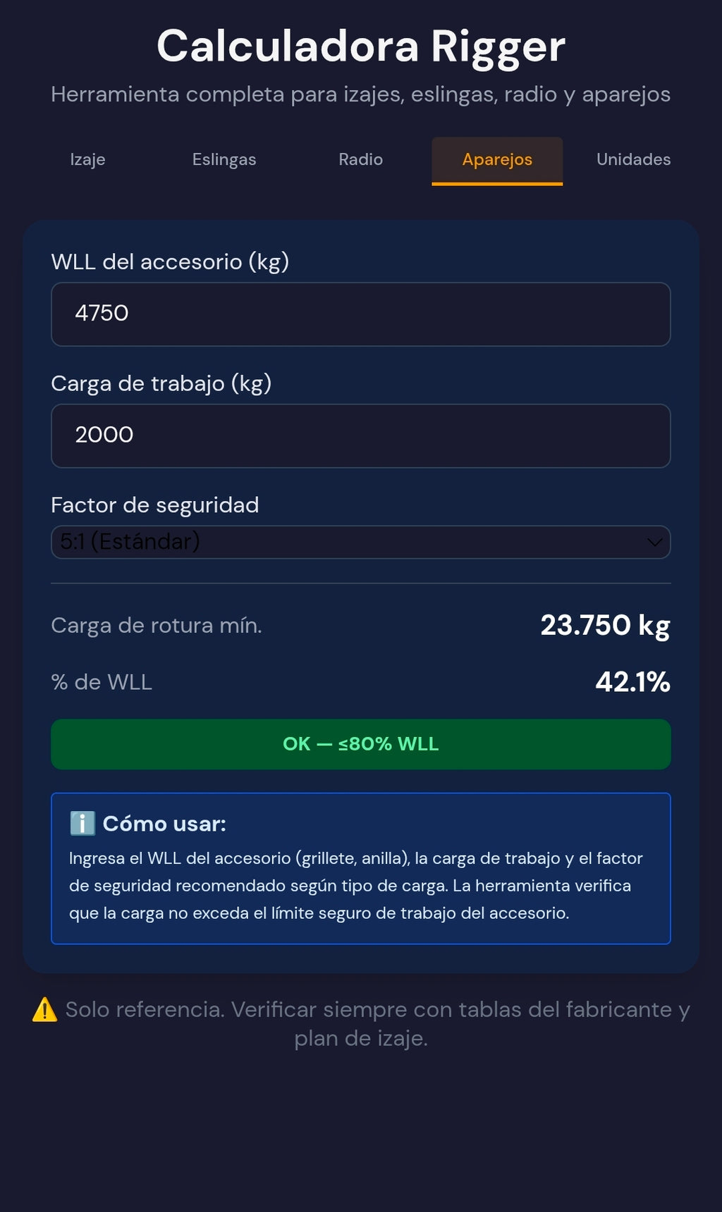 Calculadora Rigger – Herramienta Profesional para Izajes y Maniobras (aplicación movil)